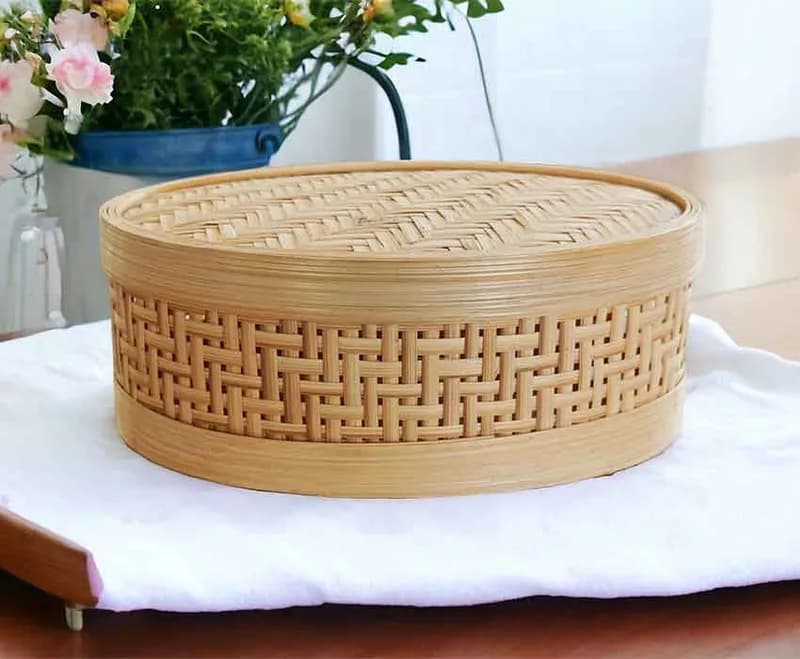 Bamboo & Cane Made Tricycle Showpiece With Detachable Bucket